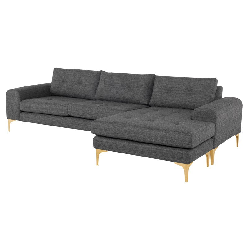 Colyn Dark Grey Tweed - Brushed Gold Sectional