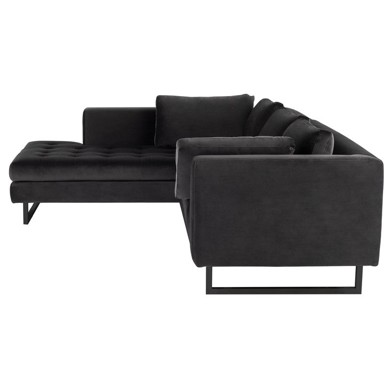 Janis Shadow Grey - Matte Black Sectional