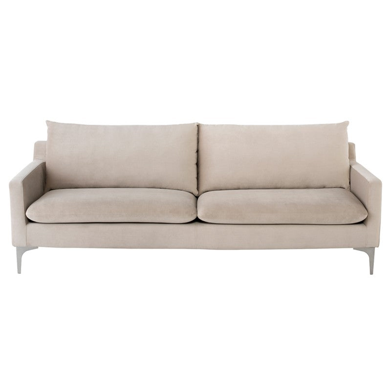 Anders Nude Velour - Brushed Stainless Steel Sofa