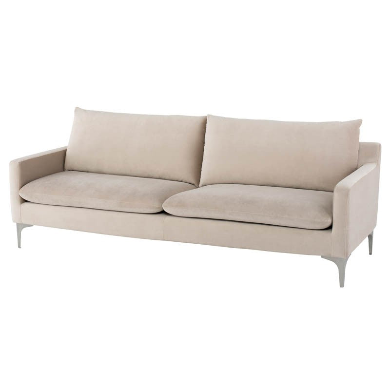 Anders Nude Velour - Brushed Stainless Steel Sofa