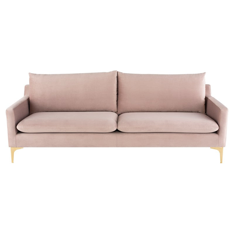 Anders Blush Velour - Brushed Gold Sofa