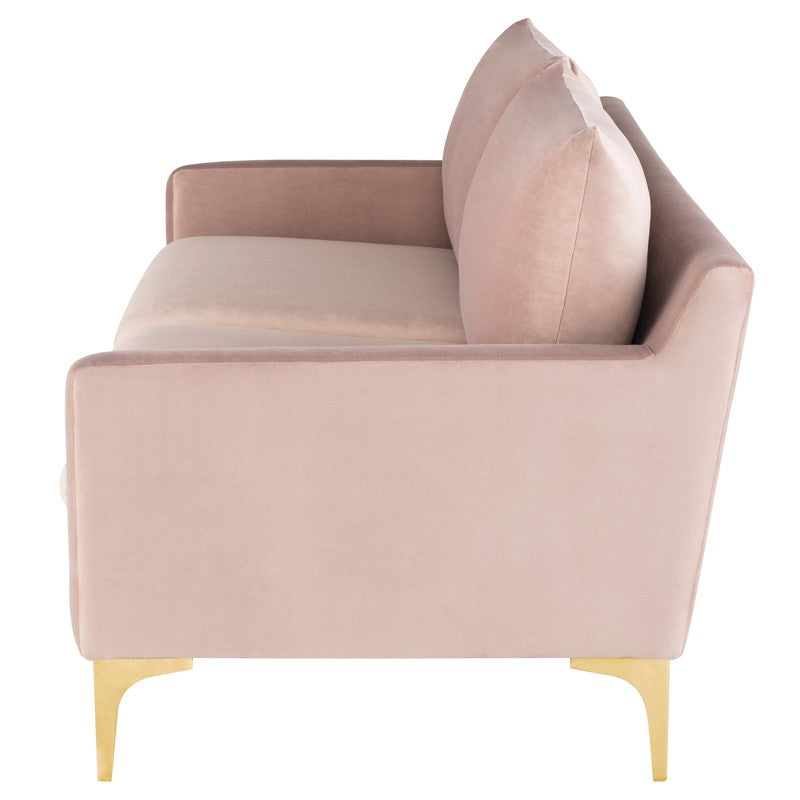 Anders Blush Velour - Brushed Gold Sofa