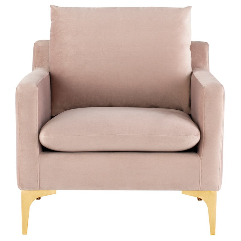 Anders Blush Velour - Brushed Gold Occasional Chair