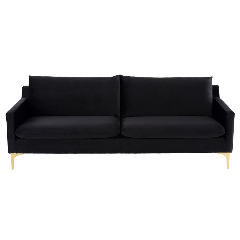 Anders Black Velour - Brushed Gold Sofa