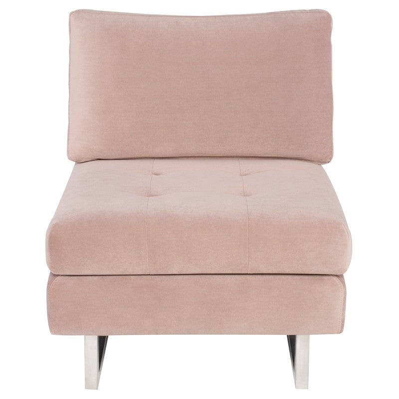 Janis Blush Velour - Brushed Stainless Steel Occasional Chair