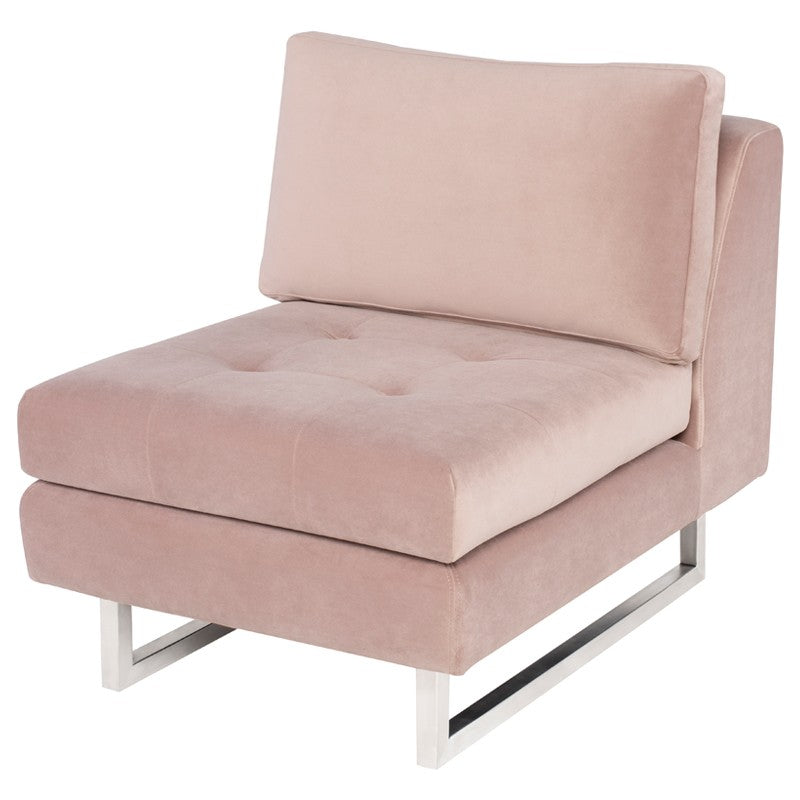 Janis Blush Velour - Brushed Stainless Steel Occasional Chair