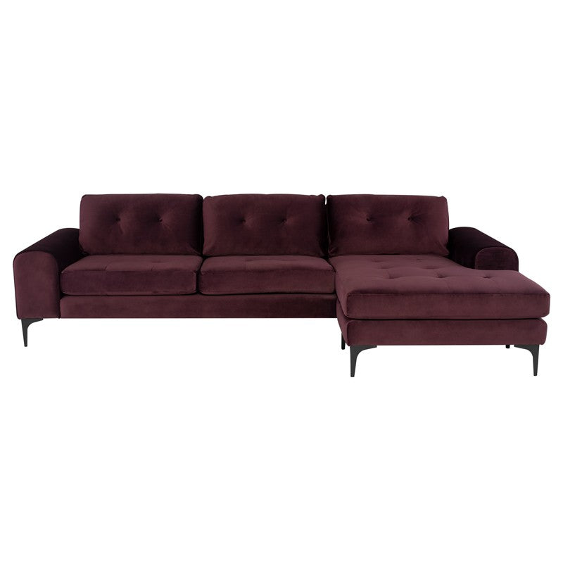 Colyn Mulberry Velour - Matte Black Sectional