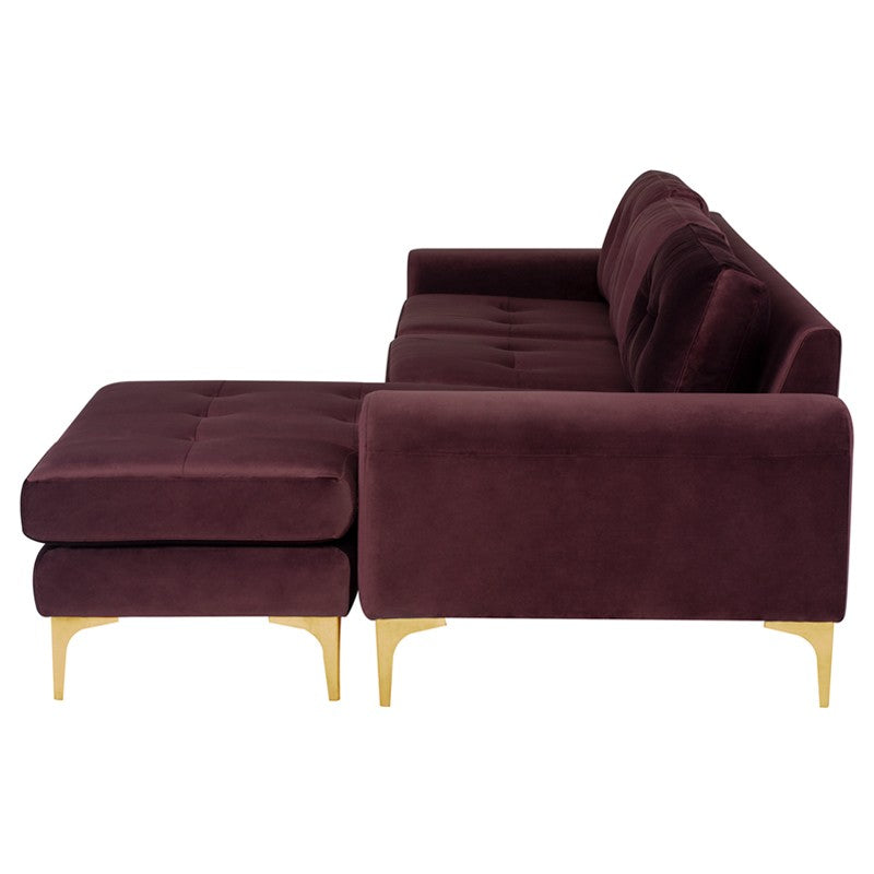 Colyn Mulberry - Brushed Gold Sectional