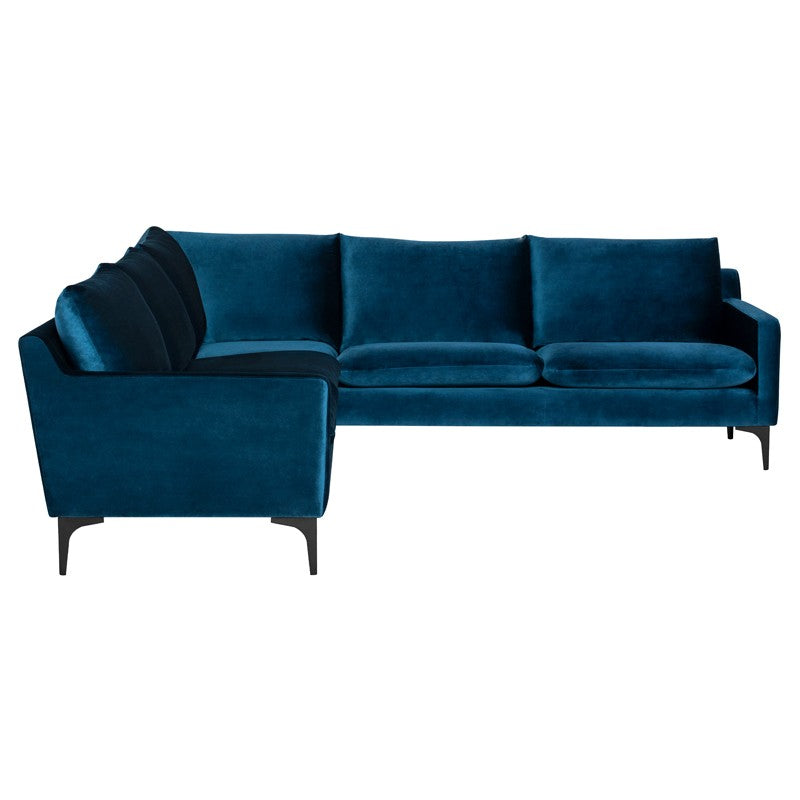 Anders Midnight Blue - Matte Black Sectional