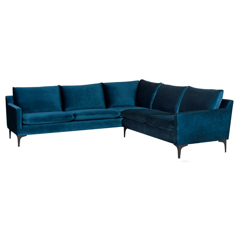 Anders Midnight Blue - Matte Black Sectional