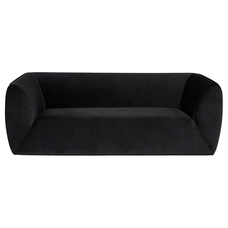 Greta Black Velour Sofa