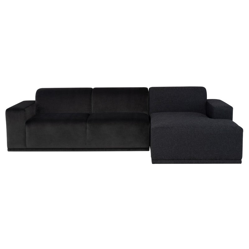 Leo Charcoal Boucle - Shadow Grey Velour Sectional