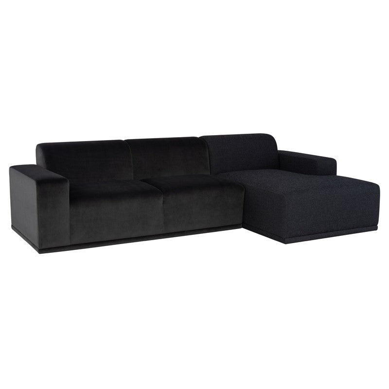 Leo Charcoal Boucle - Shadow Grey Velour Sectional