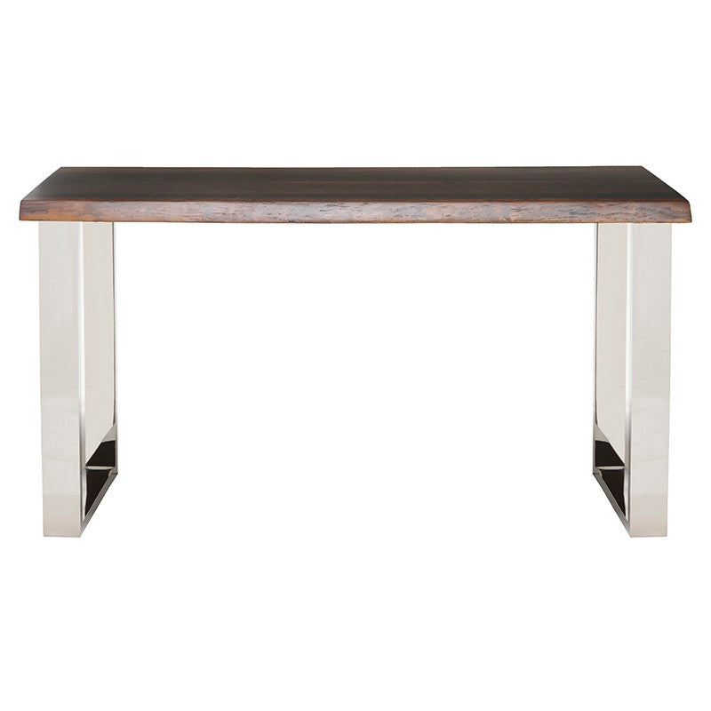 Lyon Seared Oak - Polished Steel Console Table