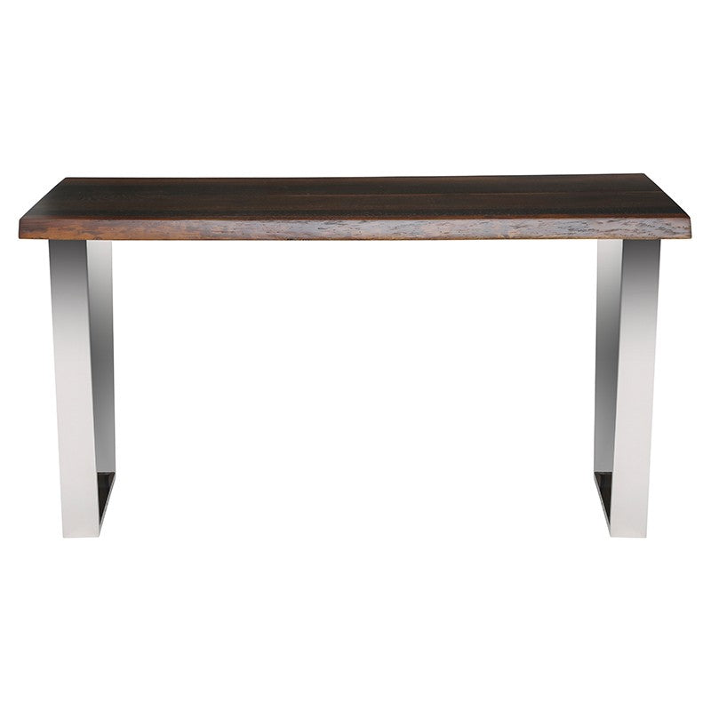 Versailles Seared Oak - Polished Stainless Steel Console Table