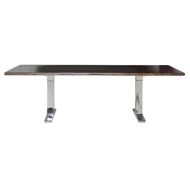 Toulouse 112" Seared Oak Wood - Polished Dining Table