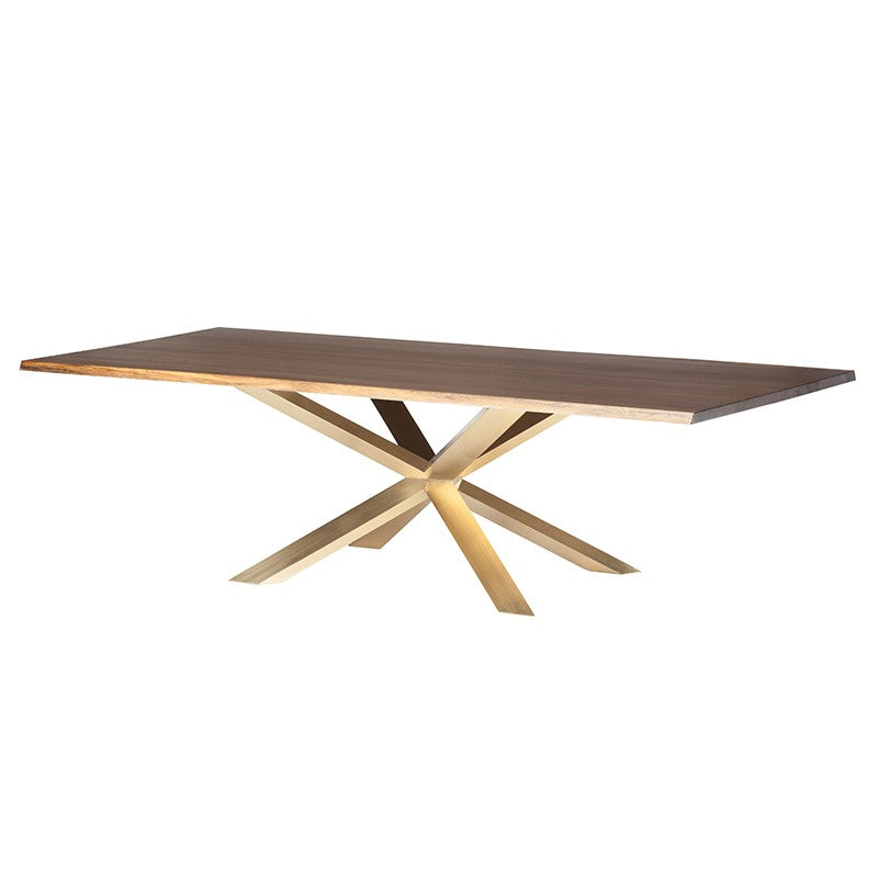Couture 96" Seared Oak Wood - Gold Dining Table