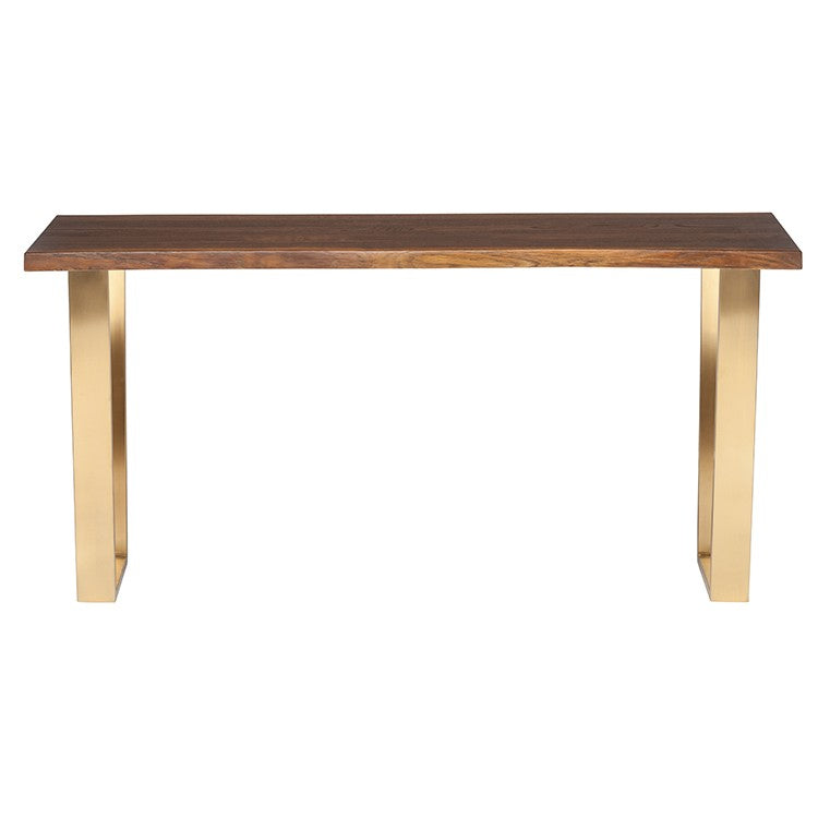 Versailles Seared Oak - Brushed Gold Console Table