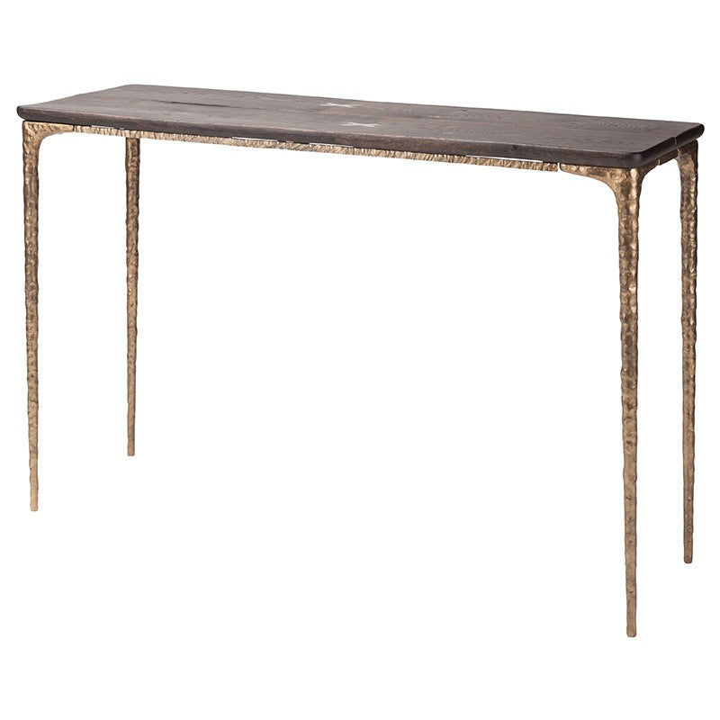 Kulu Seared Oak - Bronze Cast Iron Console Table