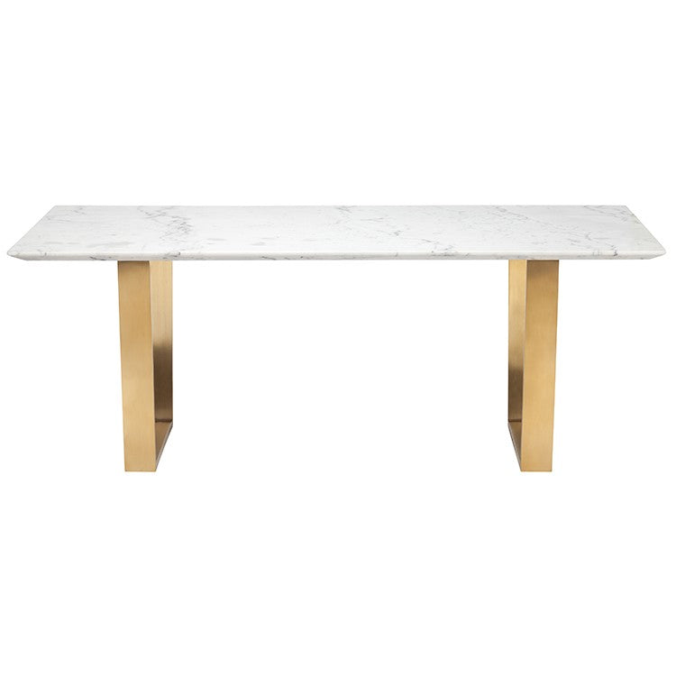 Catrine 79" White Marble - Gold Dining Table