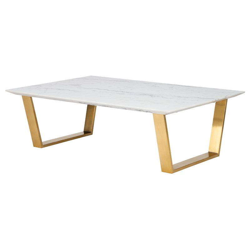 Catrine White Marble - Brushed Gold Coffee Table