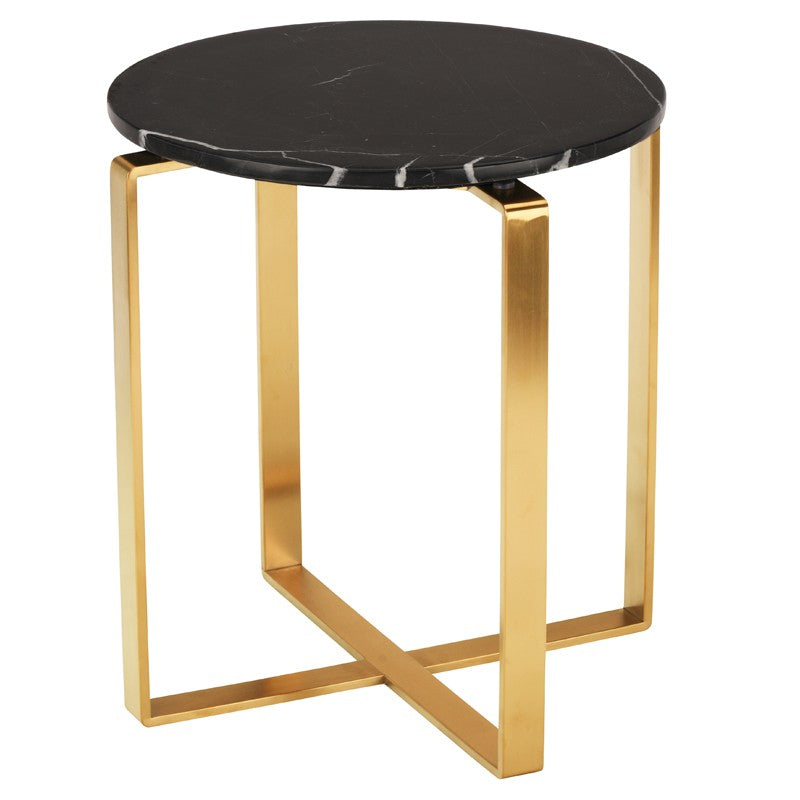 Rosa Black Marble - Brushed Gold End Table