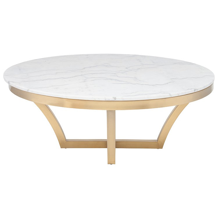 Aurora White Marble - Brushed Gold Coffee Table