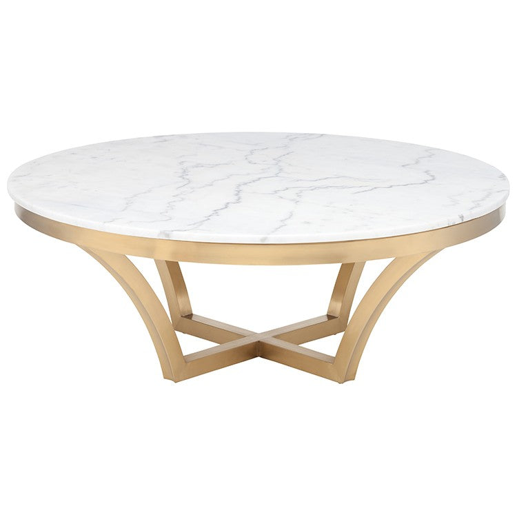Aurora White Marble - Brushed Gold Coffee Table