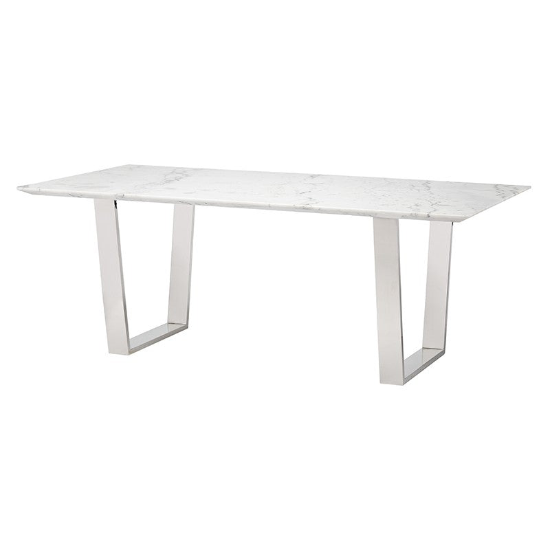 Catrine 79" White Marble - Polished Dining Table