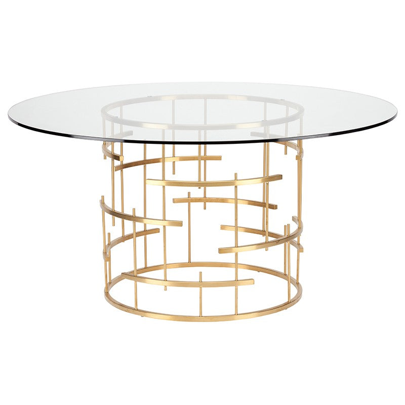 Round Tiffany 59" Gold Dining Table