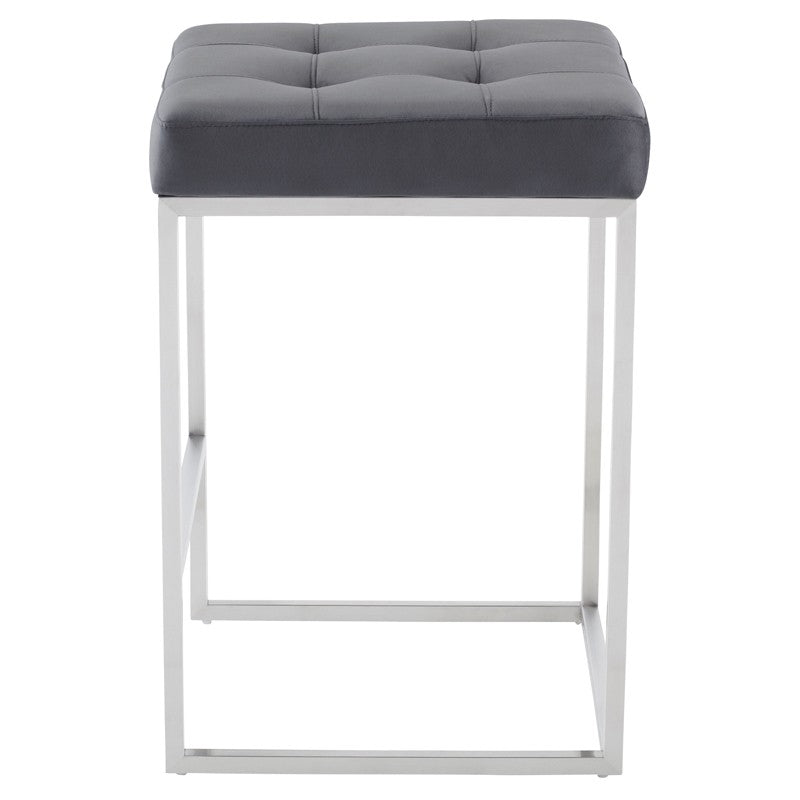 Chi Tarnished Silver-Brushed Stainless Steel Counter Stool