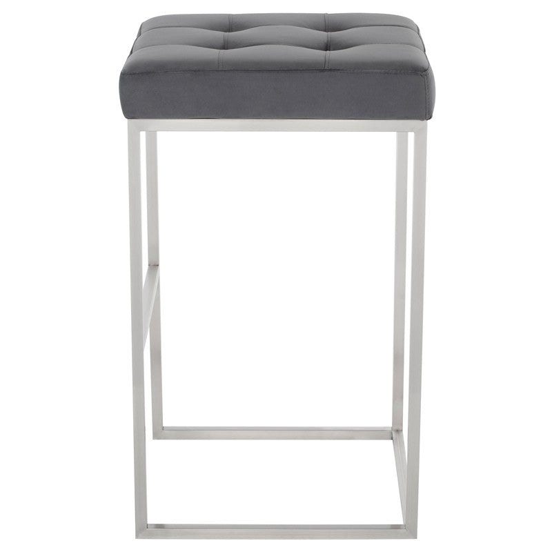 Chi Tarnished Silver-Brushed Stainless Steel Bar Stool
