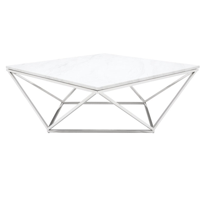 Jasmine White Marble - Polished Stainless Coffee Table