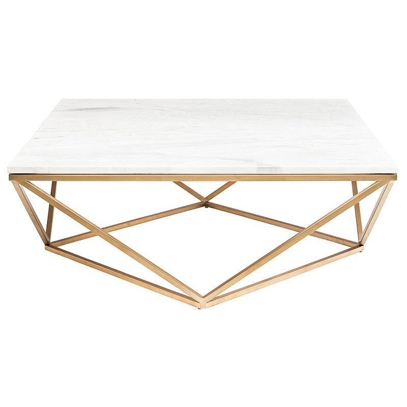 Jasmine White Marble - Brushed Gold Coffee Table