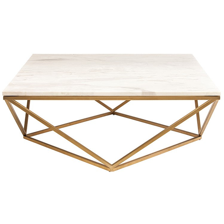 Jasmine White Marble - Brushed Gold Coffee Table