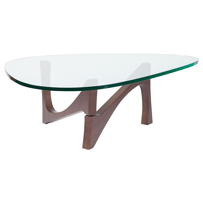 Akiro Walnut Stained - Clear Glass Coffee Table