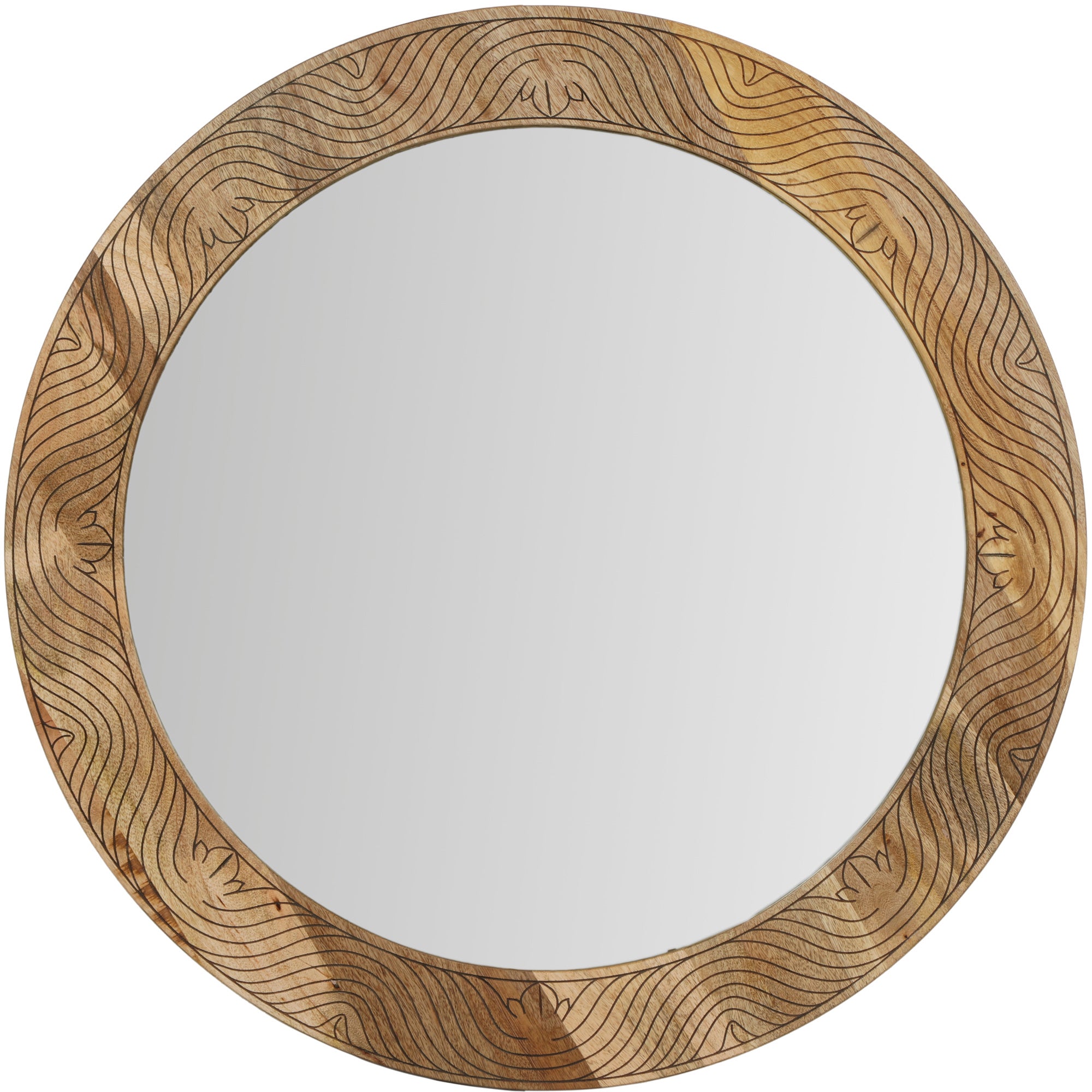 Frederick 36" Carved Mango Wood Mirror