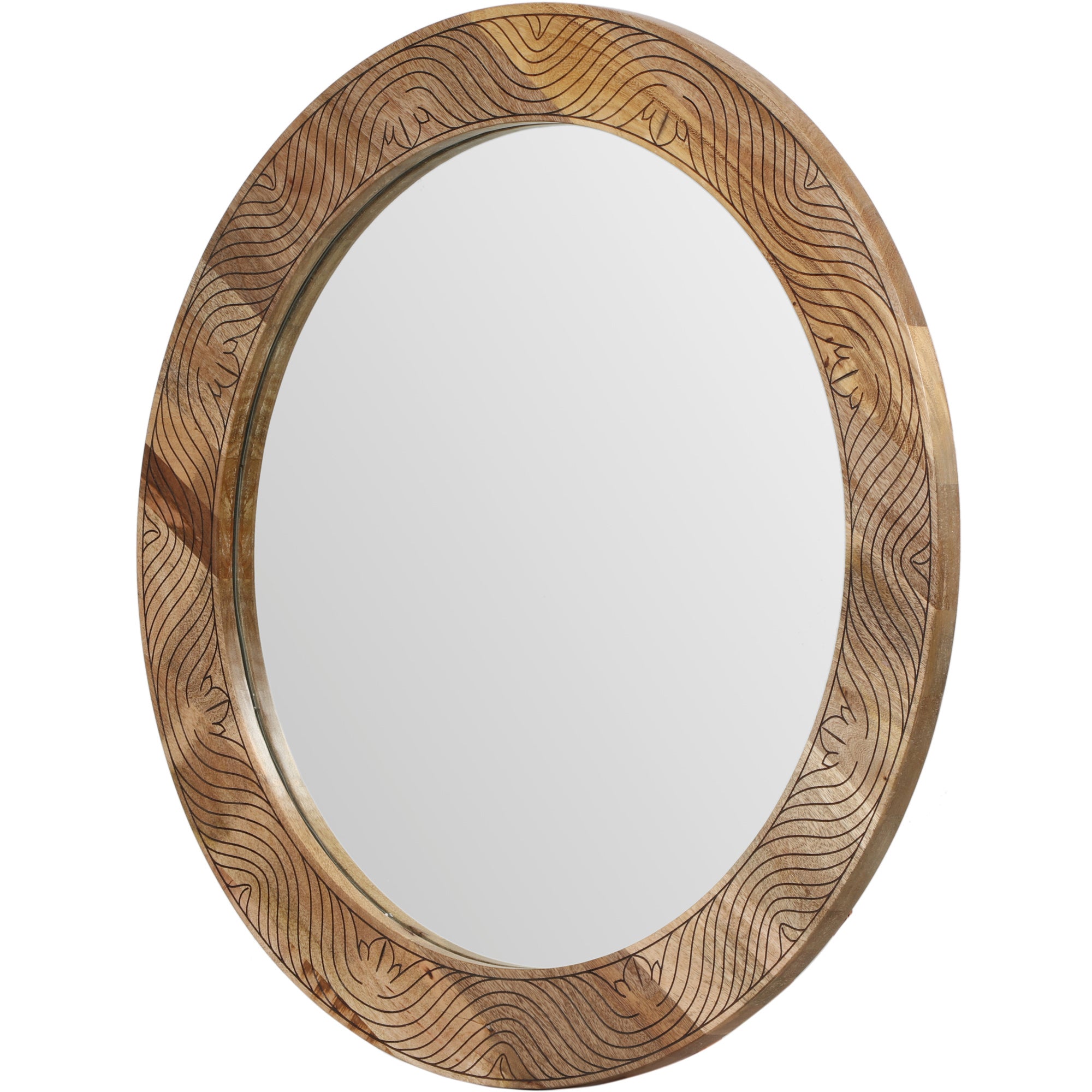 Frederick 36" Carved Mango Wood Mirror