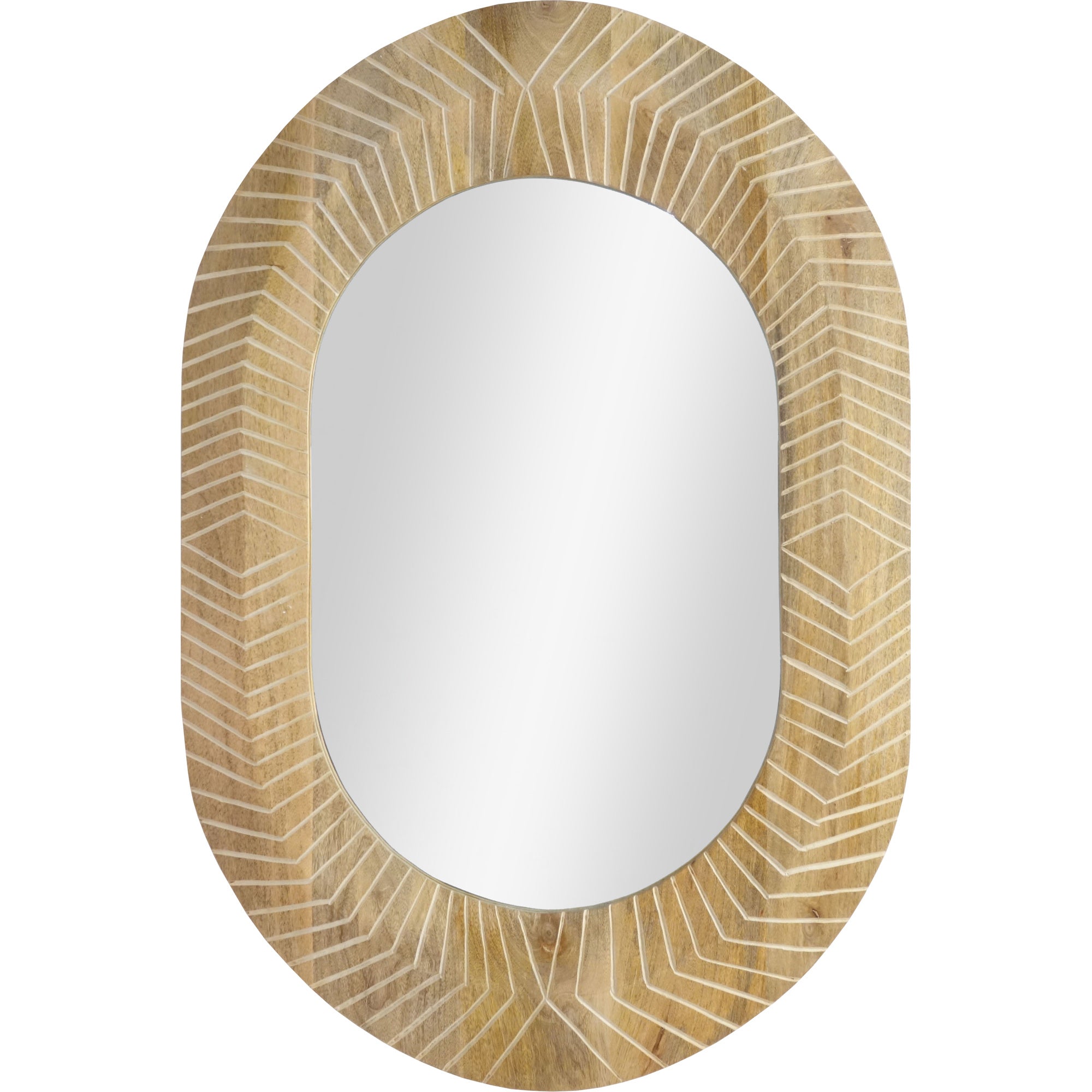 Zenya 24" Carved Mango Wood - Whitewash Finish Mirror