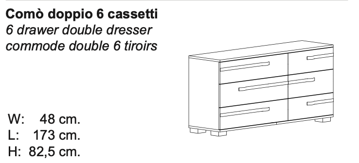 Volare 6-Drawer Double Dresser