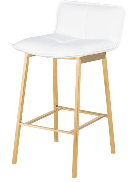 Sabrina White-Gold Brushed Stainless Steel Counter Stool