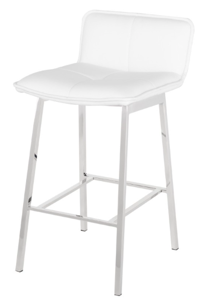 Sabrina White-Polished Stainless Steel Counter Stool