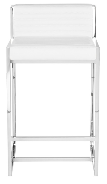 Zola White- Polished Stainless Steel Counter Stool