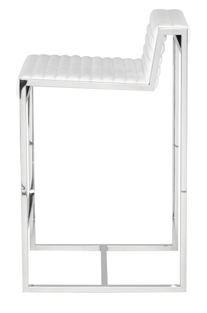 Zola White- Polished Stainless Steel Counter Stool