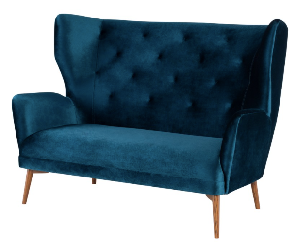Klara Midnight Blue-Walnut Stained Ash Double Sofa