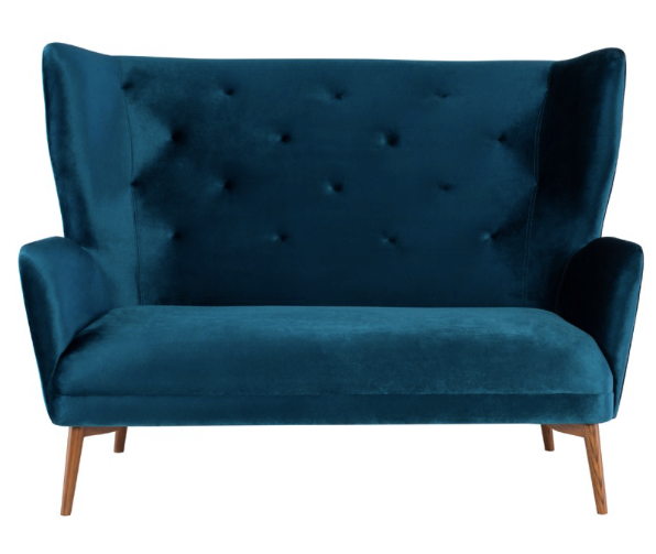 Klara Midnight Blue-Walnut Stained Ash Double Sofa