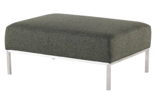 Bryce Hunter Green Tweed-Brushed Stainless Steel Ottoman