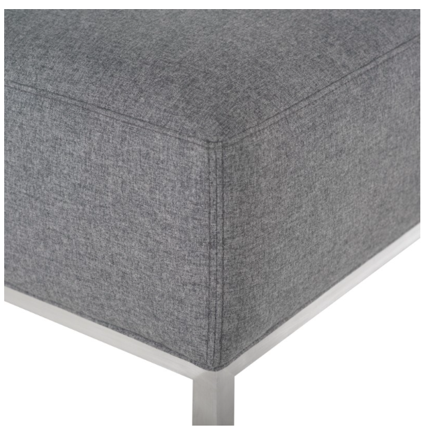 Bryce Shale Grey-Brushed Stainless Steel Ottoman