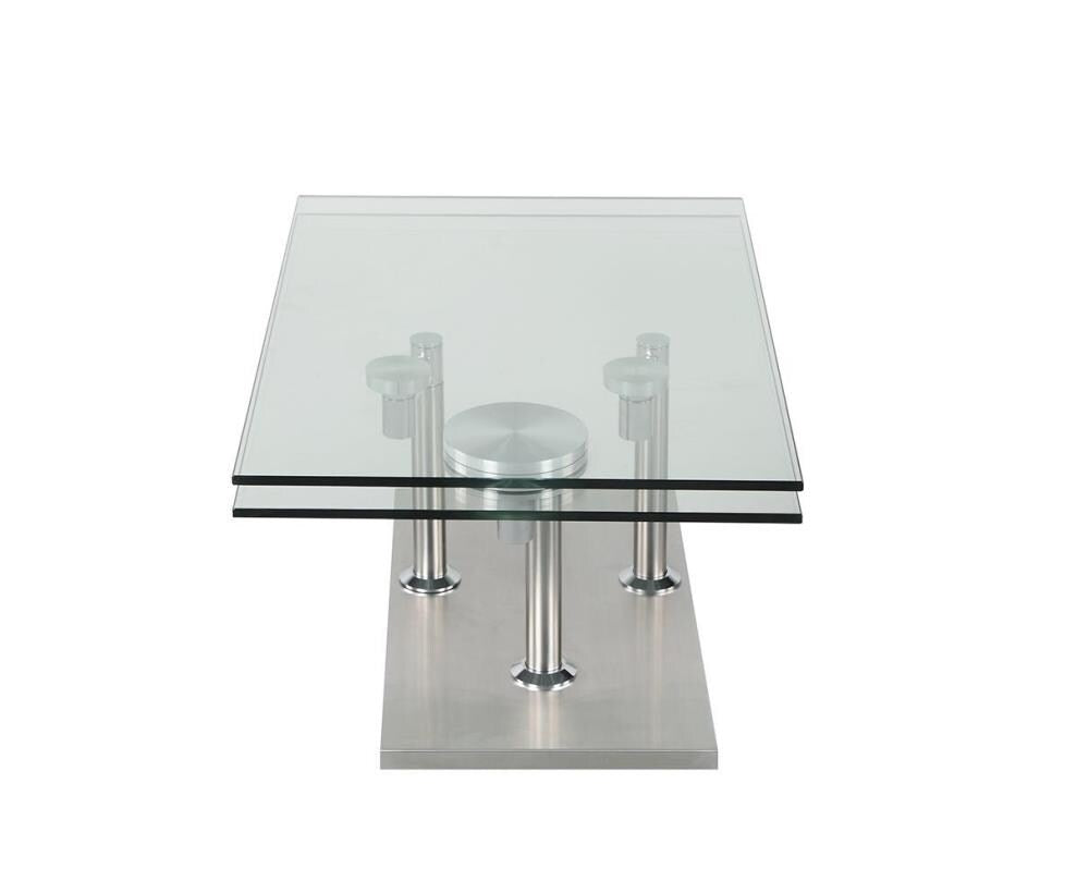 Grace Brushed Stainless Steel Rectangular Swivel Coffee Table