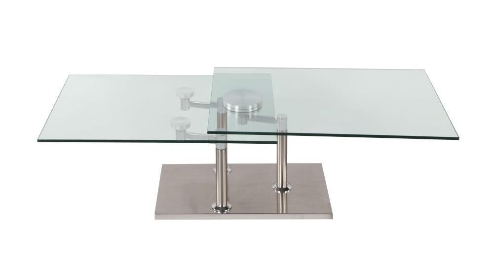 Grace Brushed Stainless Steel Rectangular Swivel Coffee Table